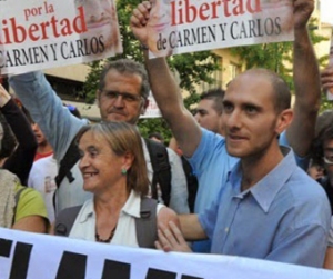 Carlos y Carmen, los dos sindicalistas condenados a tres años de prisión.